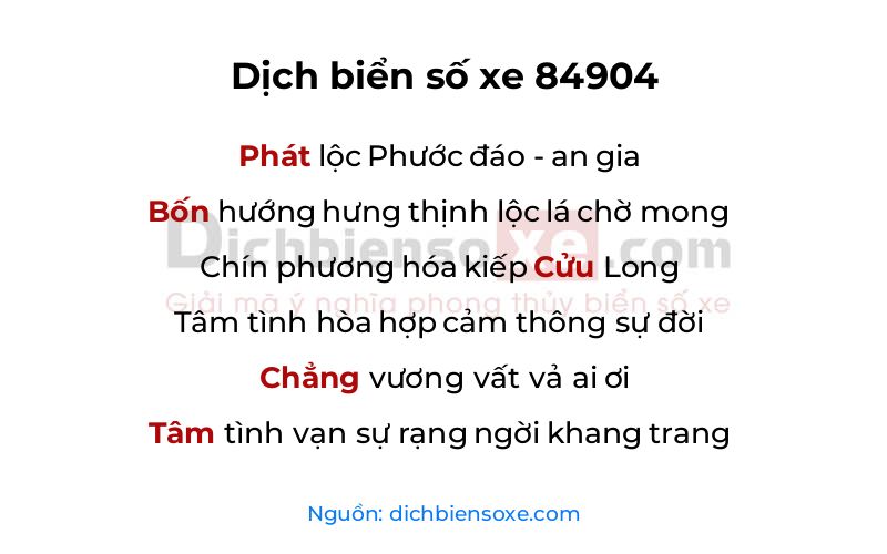 Dịch thơ biển số 84904