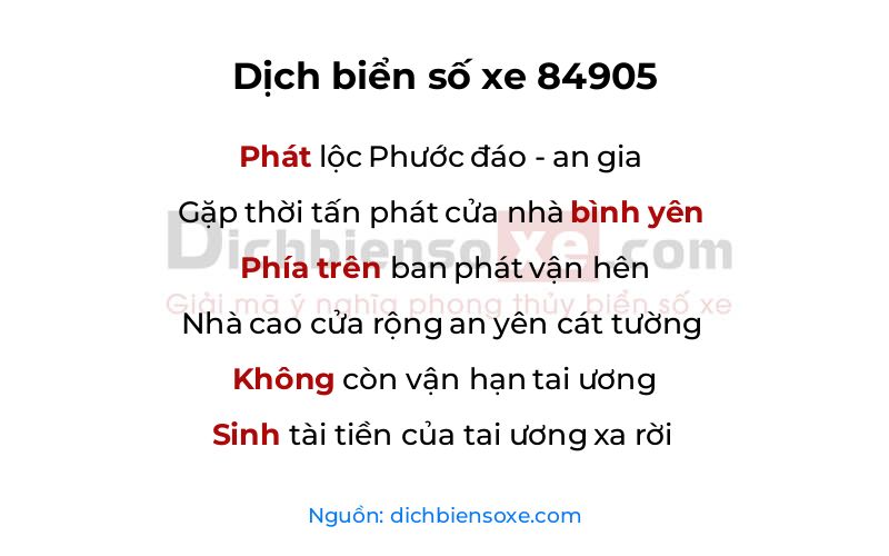 Dịch thơ biển số 84905