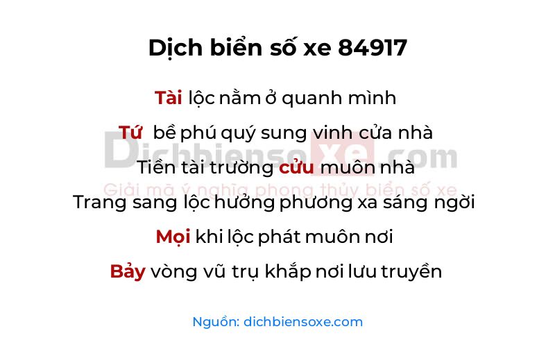 Dịch thơ biển số 84917