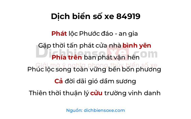 Dịch thơ biển số 84919