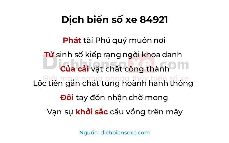 Dịch thơ biển số 84921
