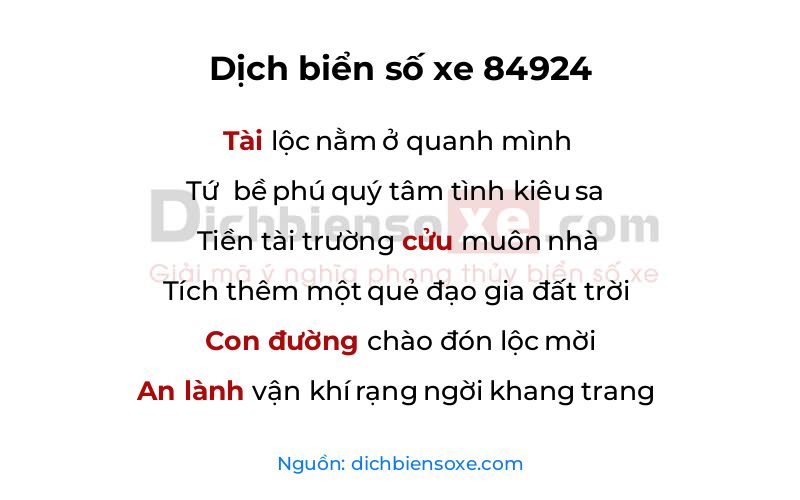 Dịch thơ biển số 84924