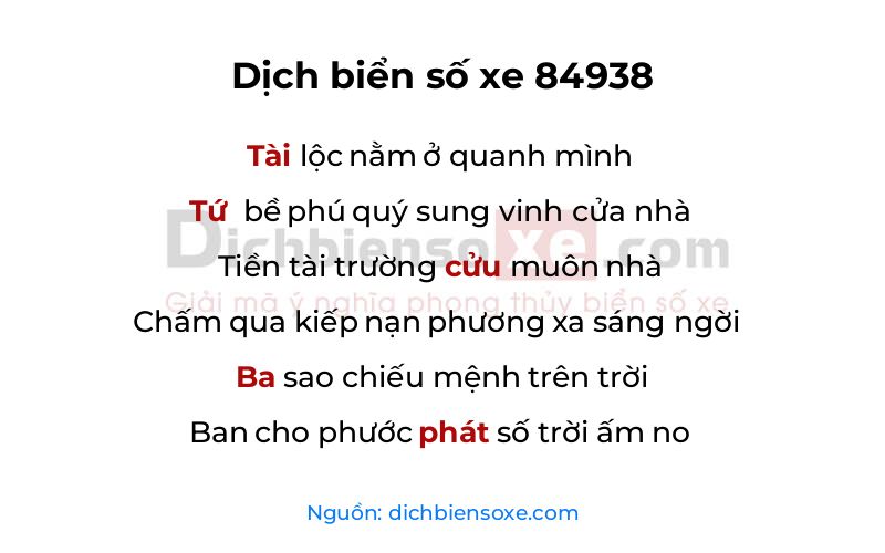 Dịch thơ biển số 84938