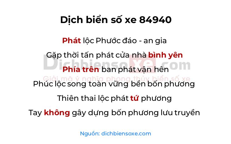 Dịch thơ biển số 84940