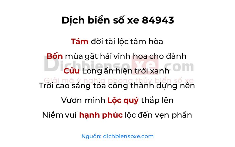 Dịch thơ biển số 84943