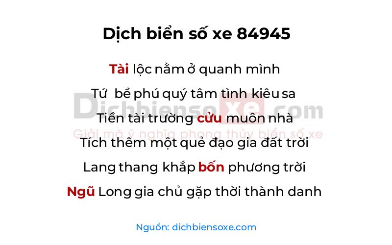 Dịch thơ biển số 84945