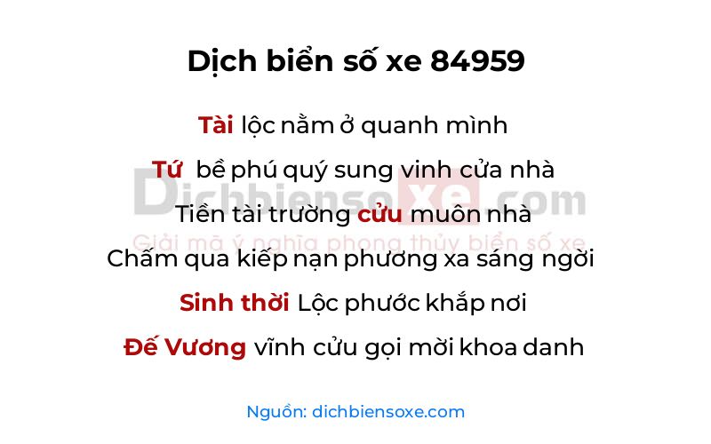 Dịch thơ biển số 84959