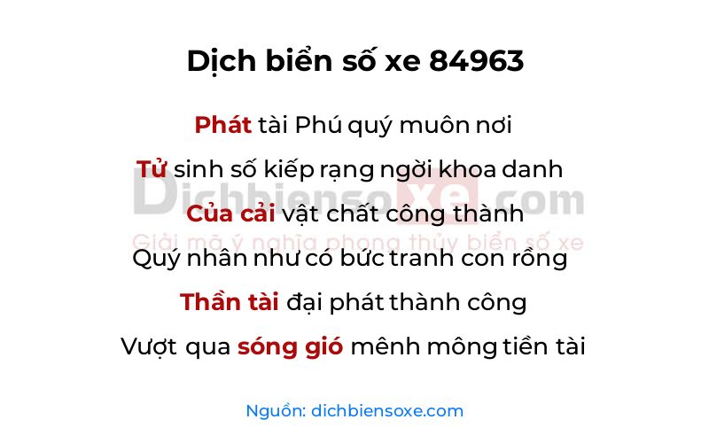 Dịch thơ biển số 84963