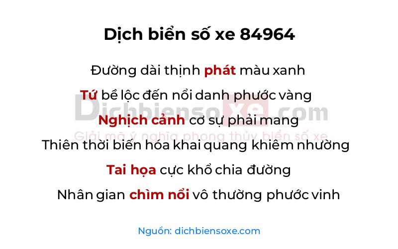 Dịch thơ biển số 84964