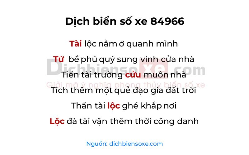 Dịch thơ biển số 84966