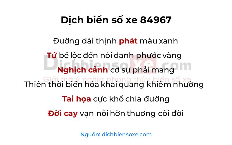 Dịch thơ biển số 84967