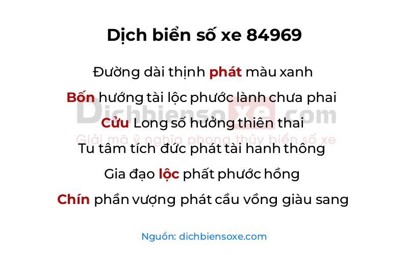 Dịch thơ biển số 84969