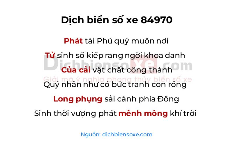 Dịch thơ biển số 84970
