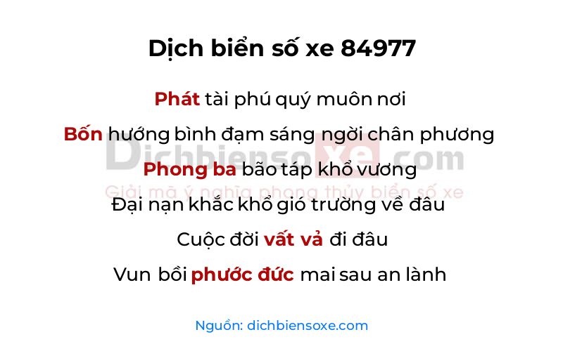 Dịch thơ biển số 84977