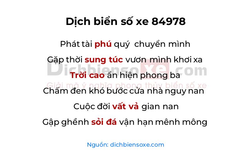 Dịch thơ biển số 84978