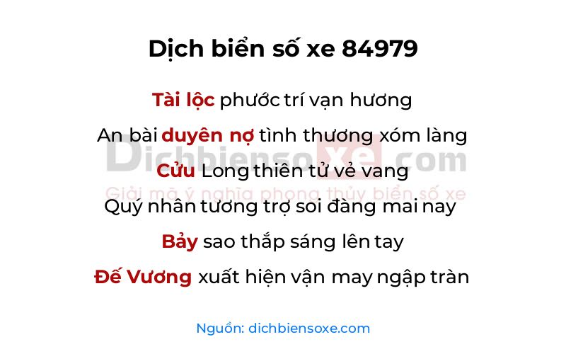 Dịch thơ biển số 84979
