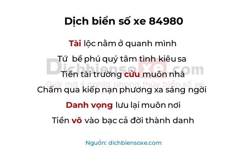 Dịch thơ biển số 84980