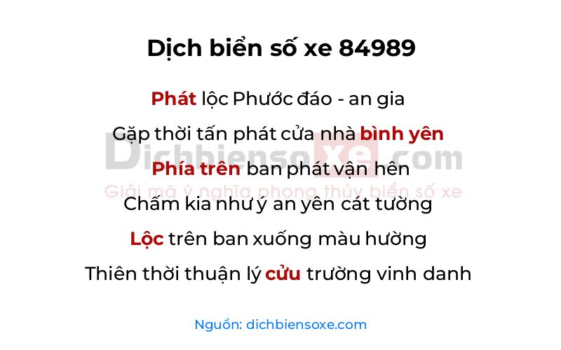 Dịch thơ biển số 84989