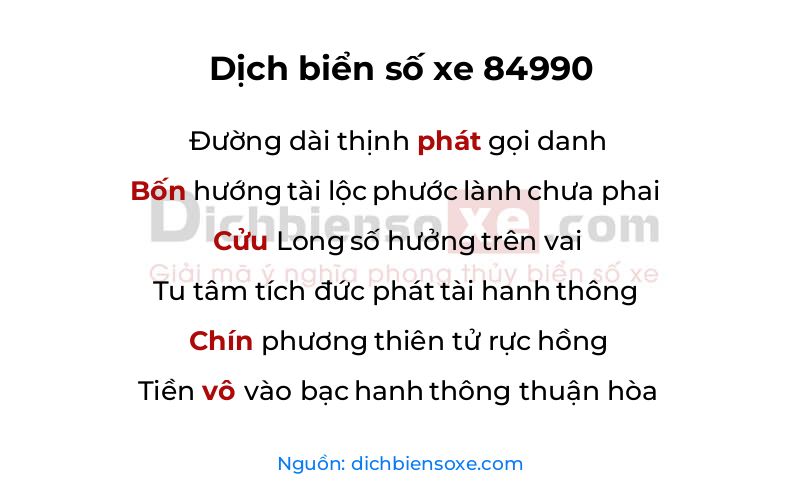 Dịch thơ biển số 84990