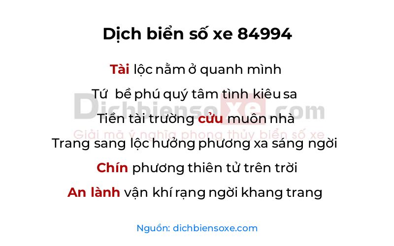 Dịch thơ biển số 84994