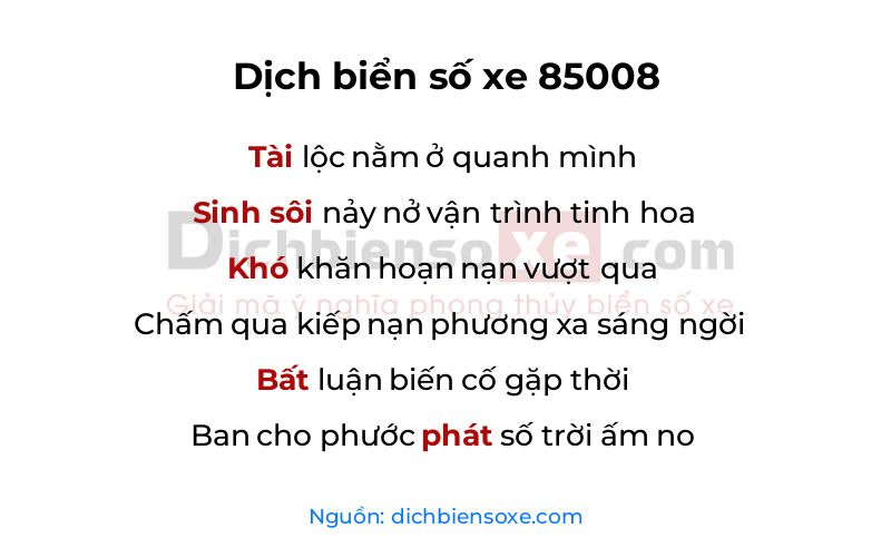 Dịch thơ biển số 85008