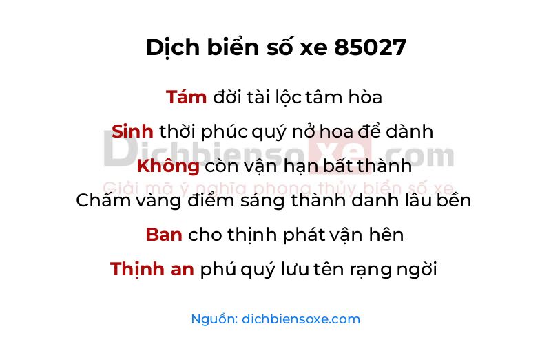 Dịch thơ biển số 85027