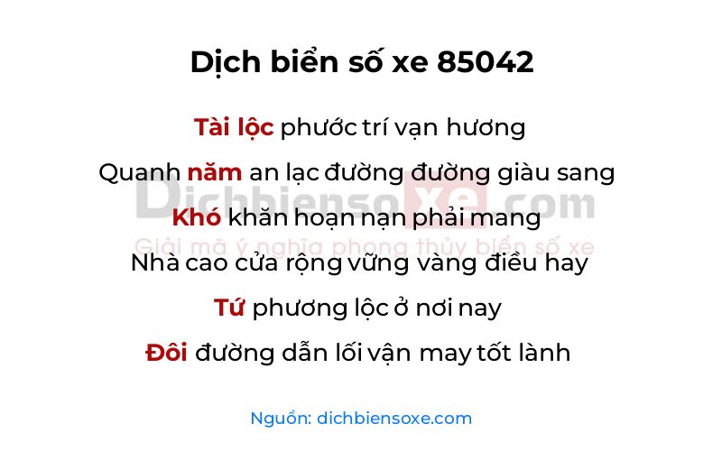 Dịch thơ biển số 85042
