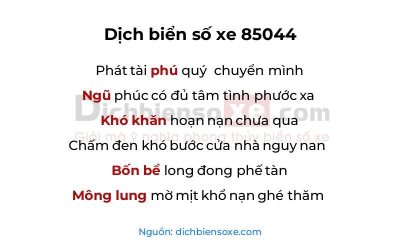 Dịch thơ biển số 85044