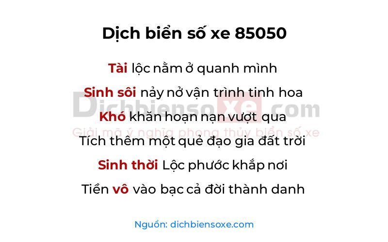 Dịch thơ biển số 85050