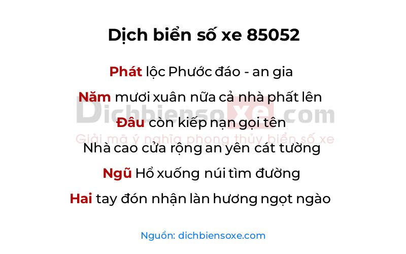 Dịch thơ biển số 85052