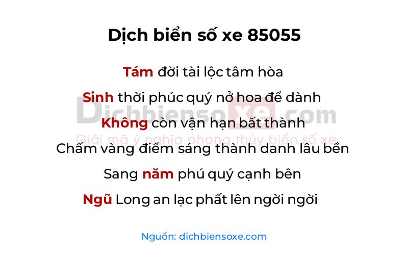 Dịch thơ biển số 85055