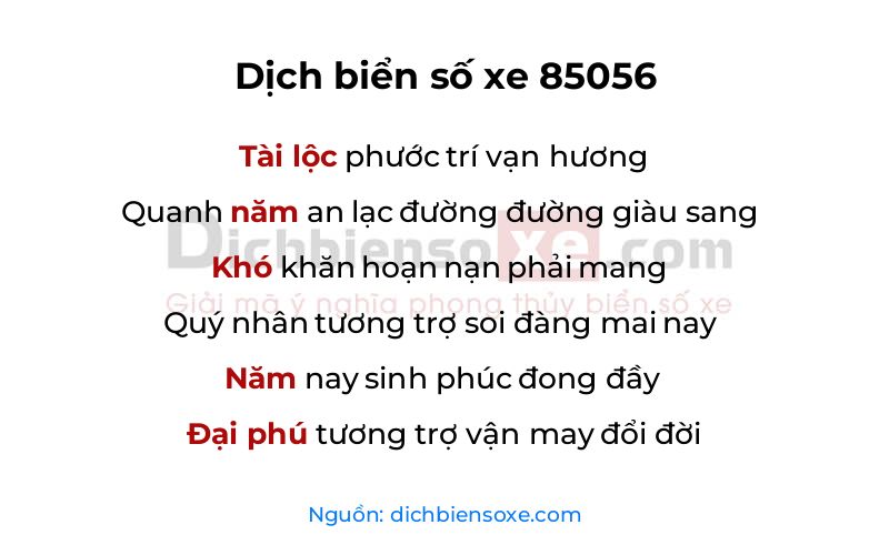 Dịch thơ biển số 85056