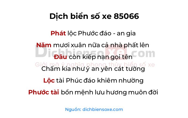Dịch thơ biển số 85066
