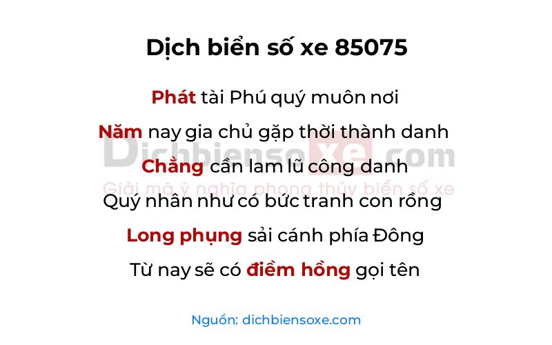 Dịch thơ biển số 85075