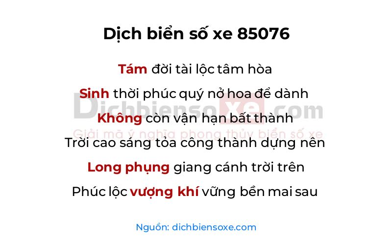 Dịch thơ biển số 85076