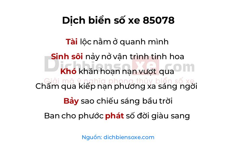 Dịch thơ biển số 85078