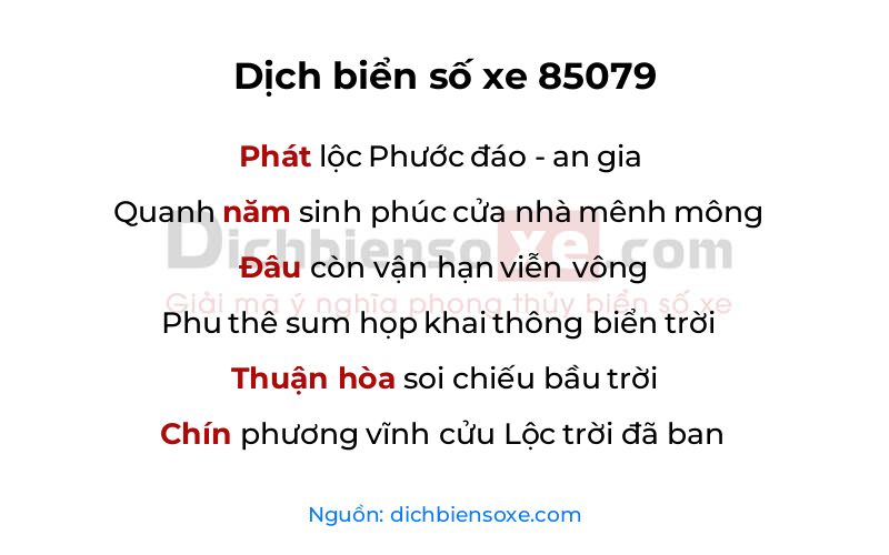 Dịch thơ biển số 85079