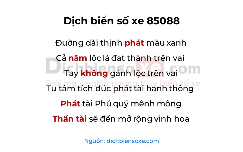 Dịch thơ biển số 85088