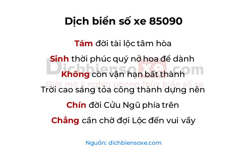 Dịch thơ biển số 85090