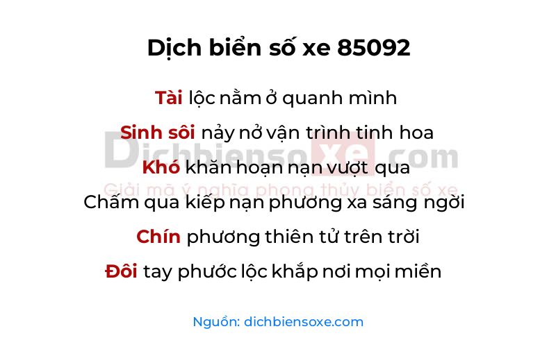 Dịch thơ biển số 85092