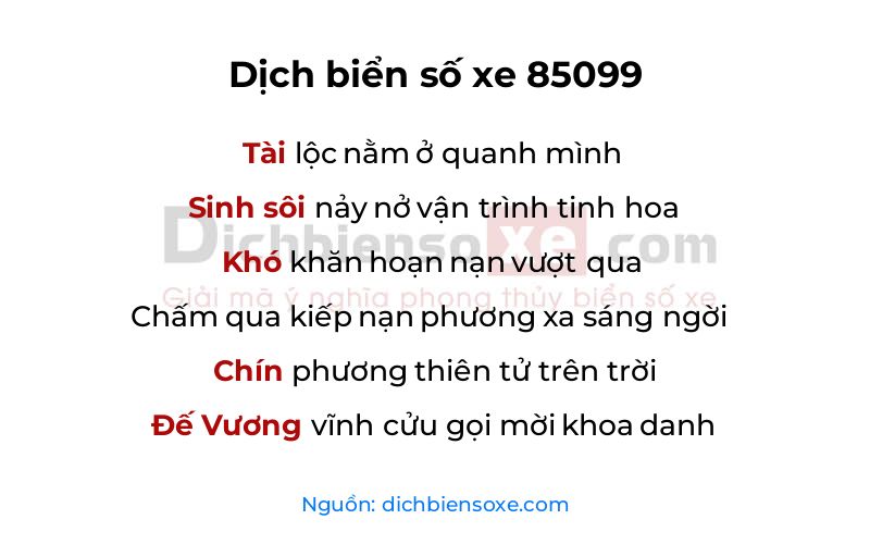 Dịch thơ biển số 85099