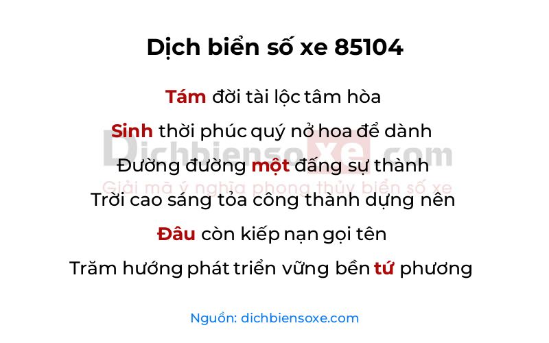 Dịch thơ biển số 85104