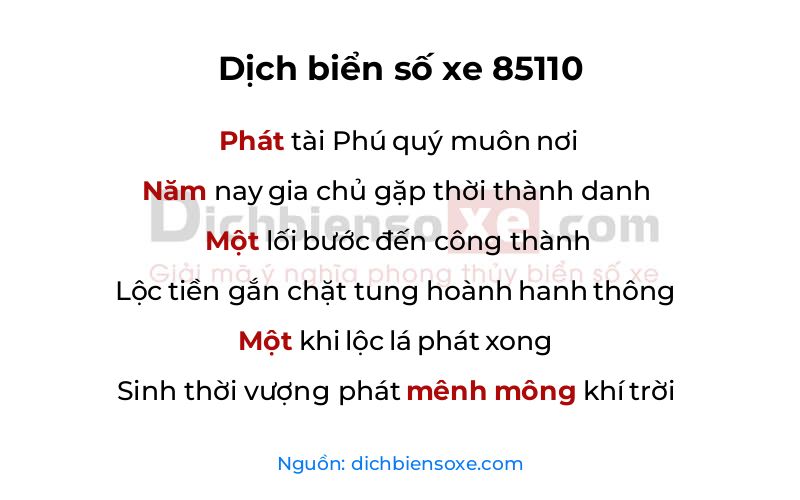 Dịch thơ biển số 85110