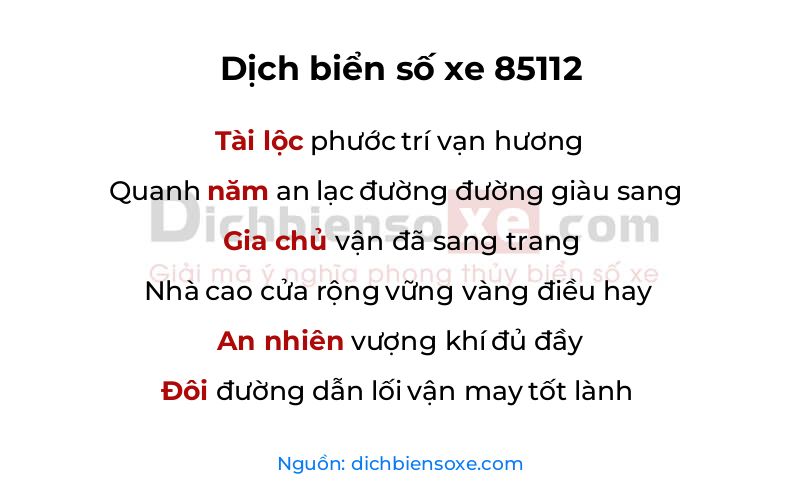 Dịch thơ biển số 85112