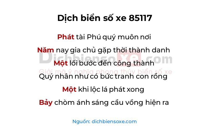 Dịch thơ biển số 85117