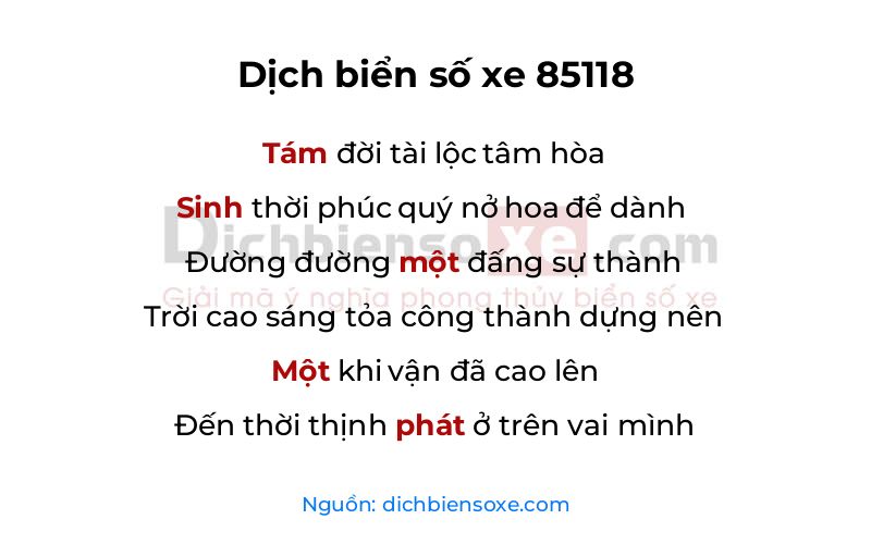 Dịch thơ biển số 85118