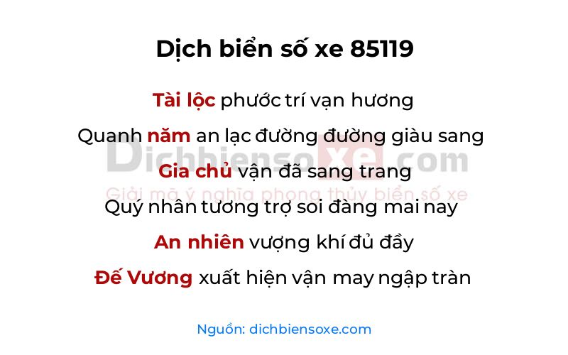 Dịch thơ biển số 85119