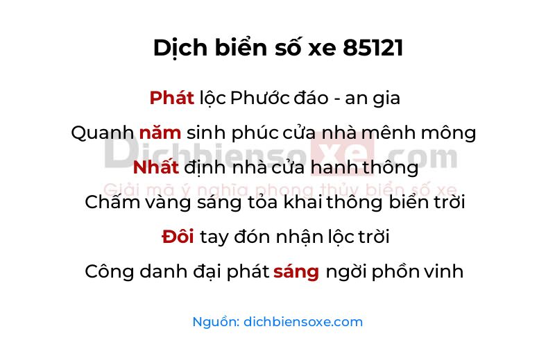 Dịch thơ biển số 85121