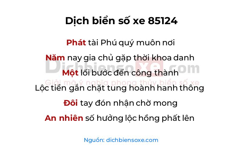 Dịch thơ biển số 85124