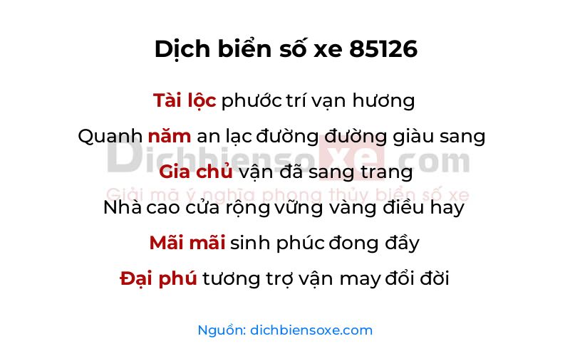 Dịch thơ biển số 85126